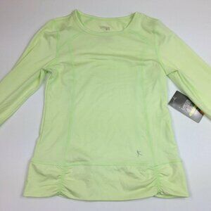 Danskin Now Performance Girls Loose Fit Active Tee Neon Green Long Sleeve Large